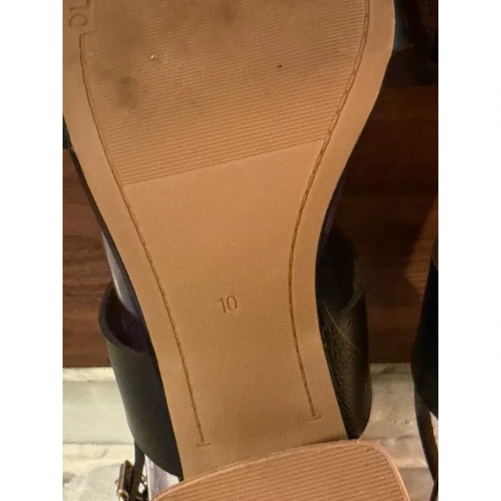 Old Navy Womens Black Faux Leather Double Strap Block Heel Sandals •10• Classic